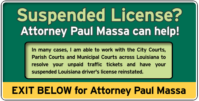 St. James Parish, Louisiana Suspended License Attorney Paul Massa Graphic 1